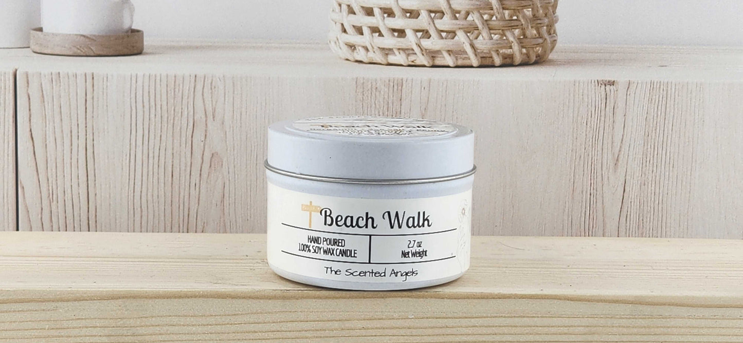 Beach Walk Scented 100% Soy Wax Candle - White The Scented Angels Soy Candles