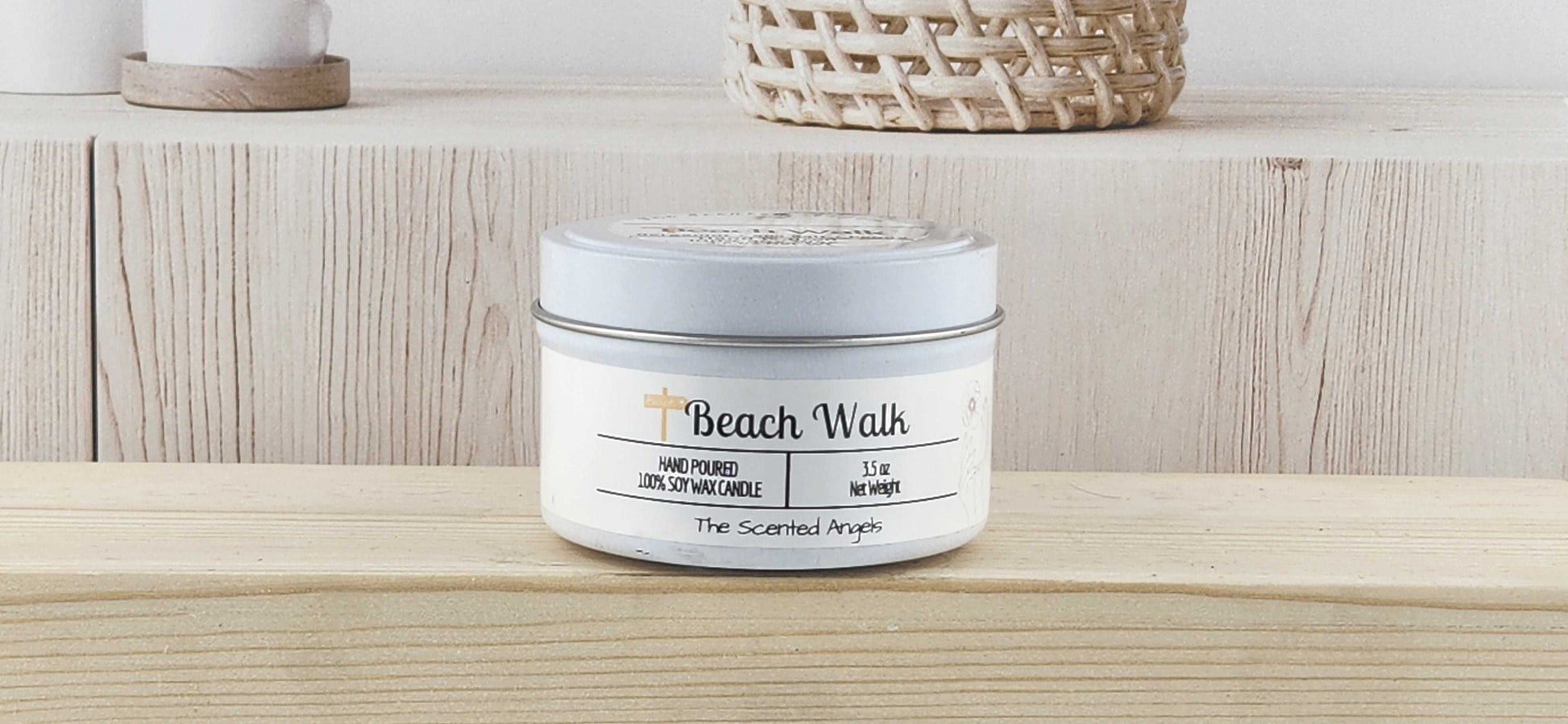 Beach Walk Scented 100% Soy Wax Candle - White The Scented Angels Soy Candles