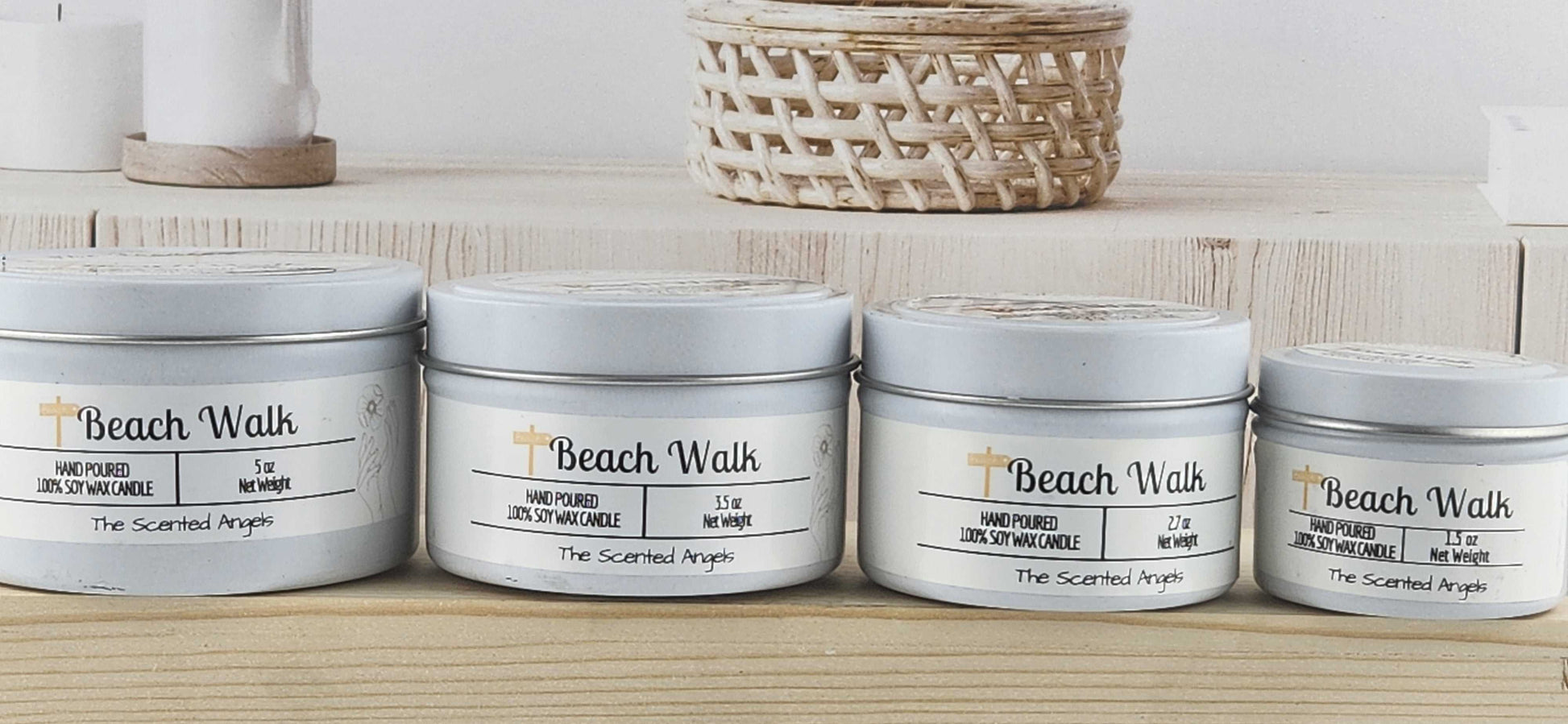 Beach Walk Scented 100% Soy Wax Candle - White The Scented Angels Soy Candles