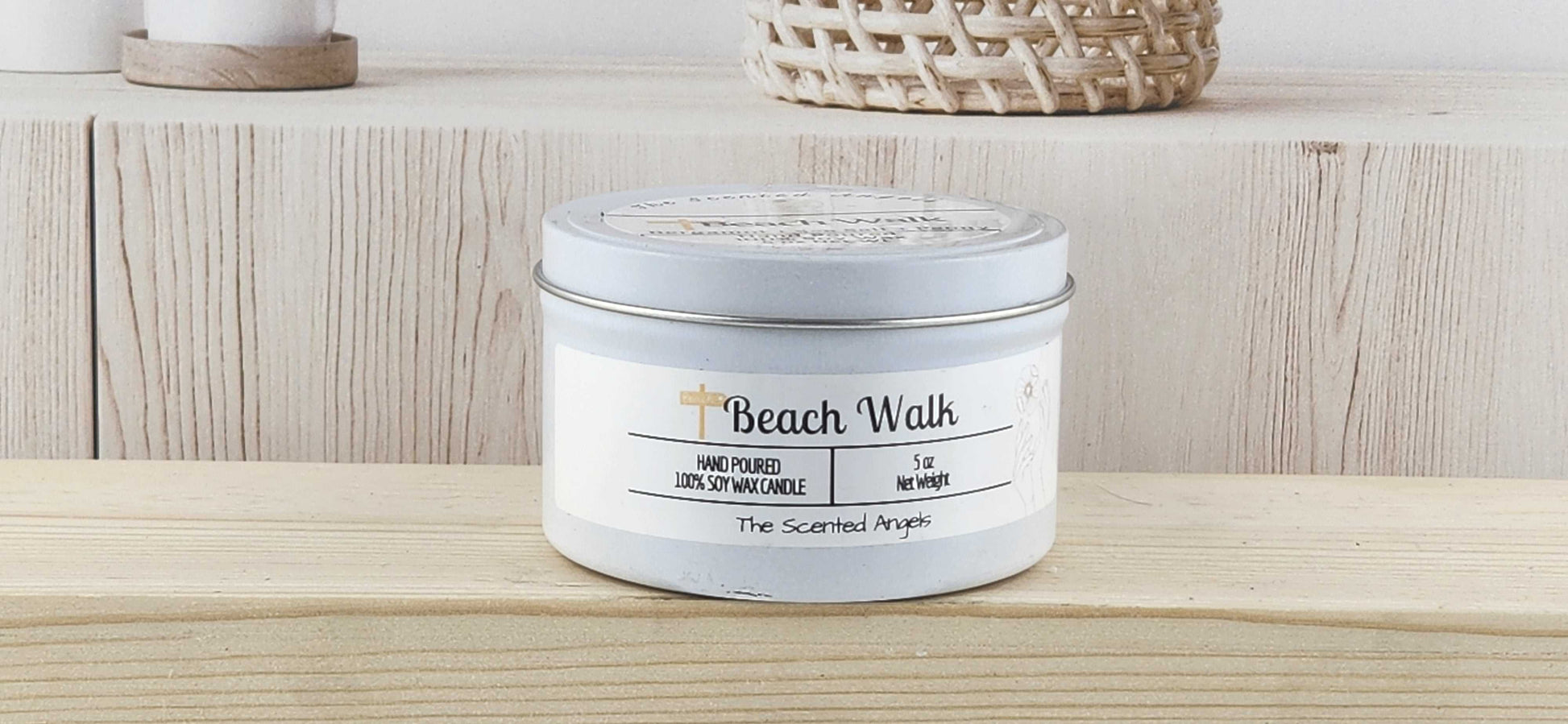 Beach Walk Scented 100% Soy Wax Candle - White The Scented Angels Soy Candles