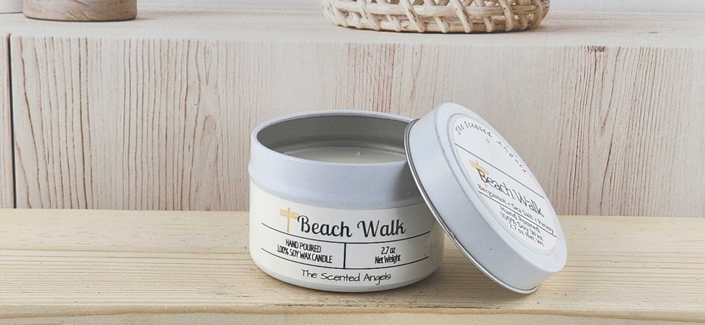Beach Walk Scented 100% Soy Wax Candle - White The Scented Angels Soy Candles