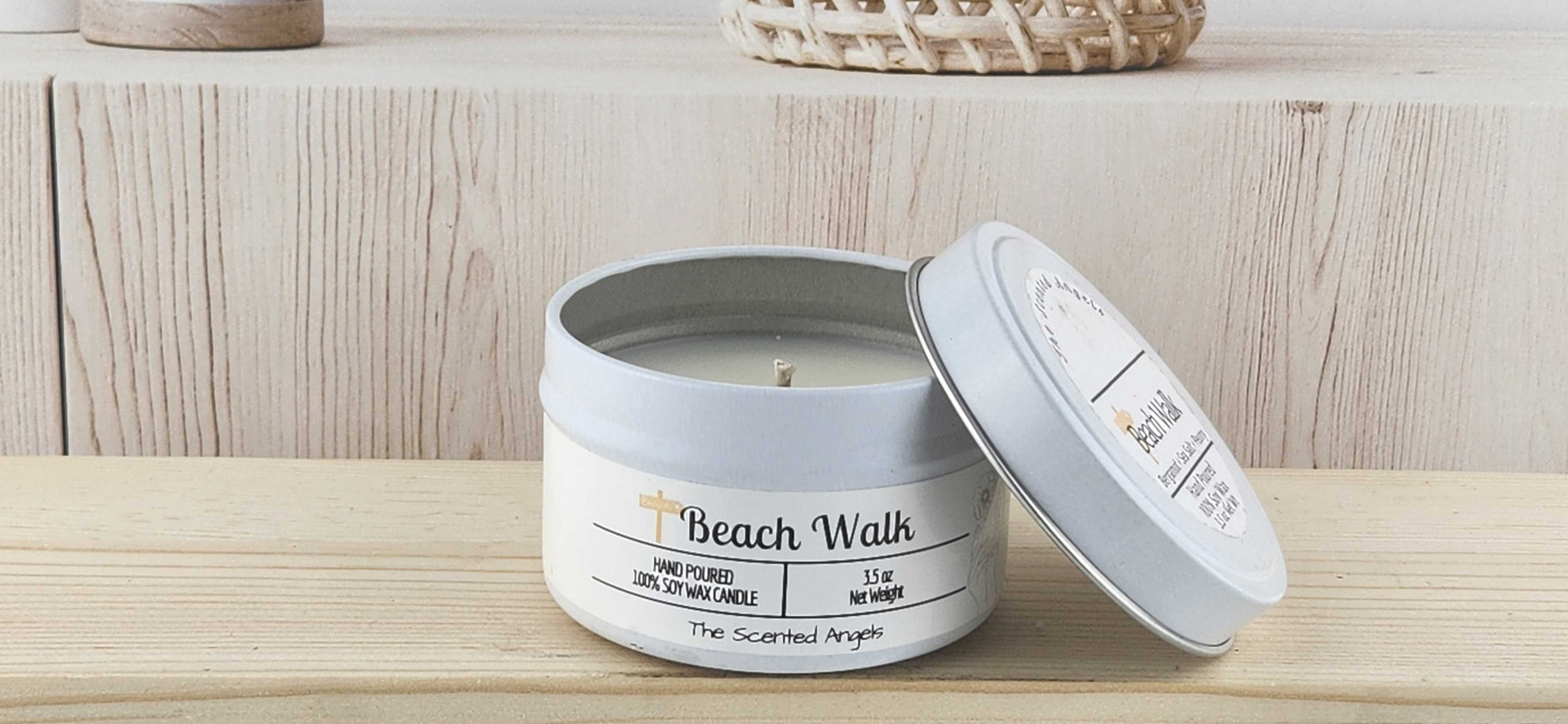 Beach Walk Scented 100% Soy Wax Candle - White The Scented Angels Soy Candles