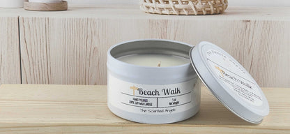 Beach Walk Scented 100% Soy Wax Candle - White The Scented Angels Soy Candles
