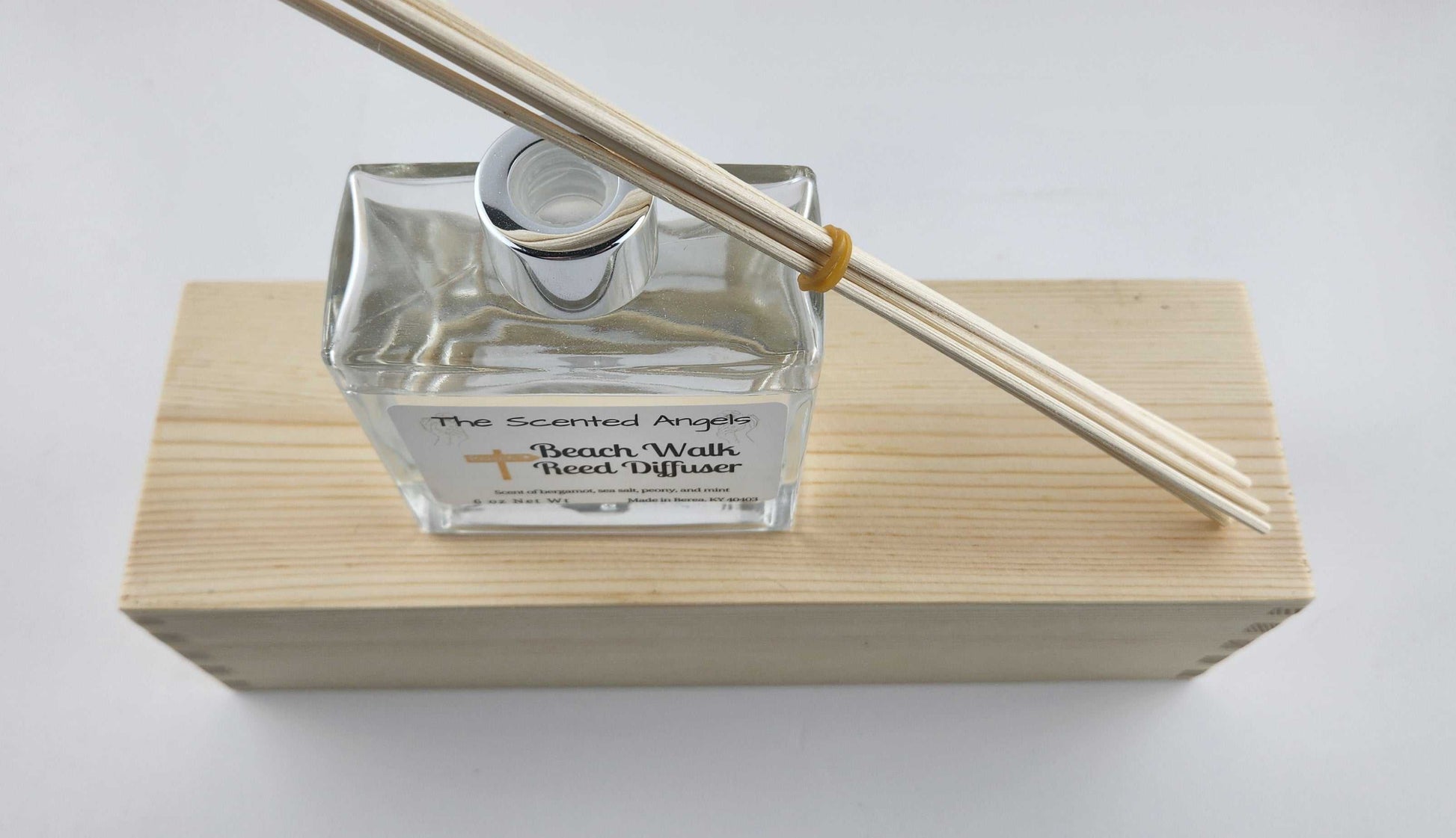 Beach Walk Scented Reed Diffuser - Comes with 6 reeds - Modern Glass Bottle The Scented Angels Reed Diffuser