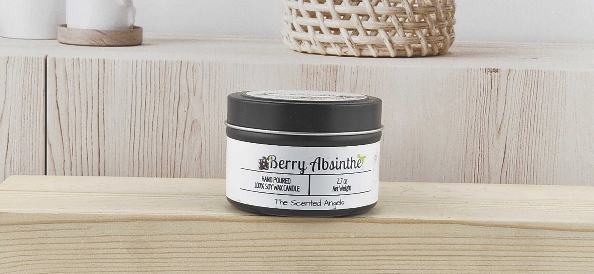 Berry Absinthe Scented 100% Soy Wax Candle - Black The Scented Angels Soy Candles