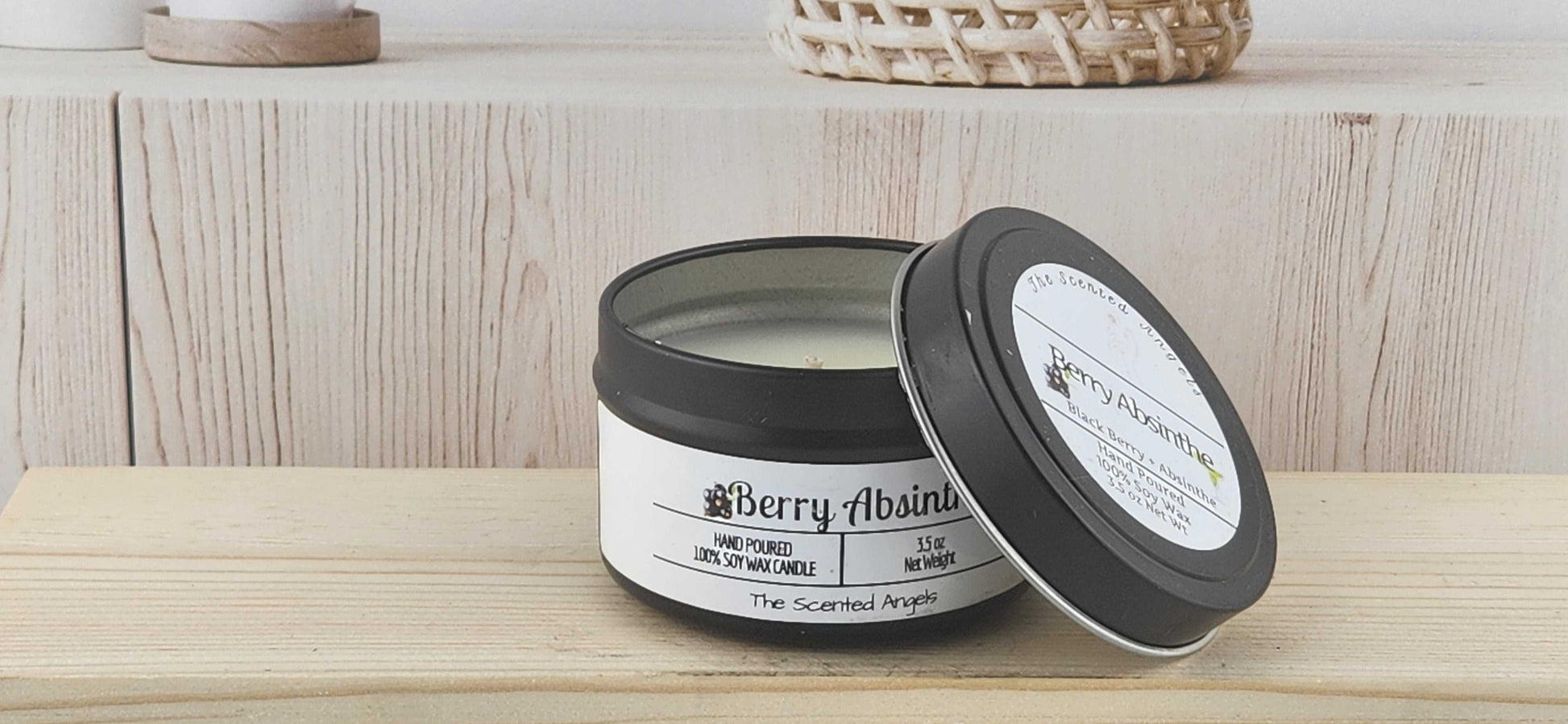 Berry Absinthe Scented 100% Soy Wax Candle - Black The Scented Angels Soy Candles