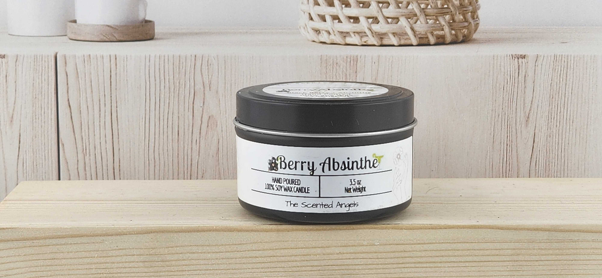 Berry Absinthe Scented 100% Soy Wax Candle - Black The Scented Angels Soy Candles