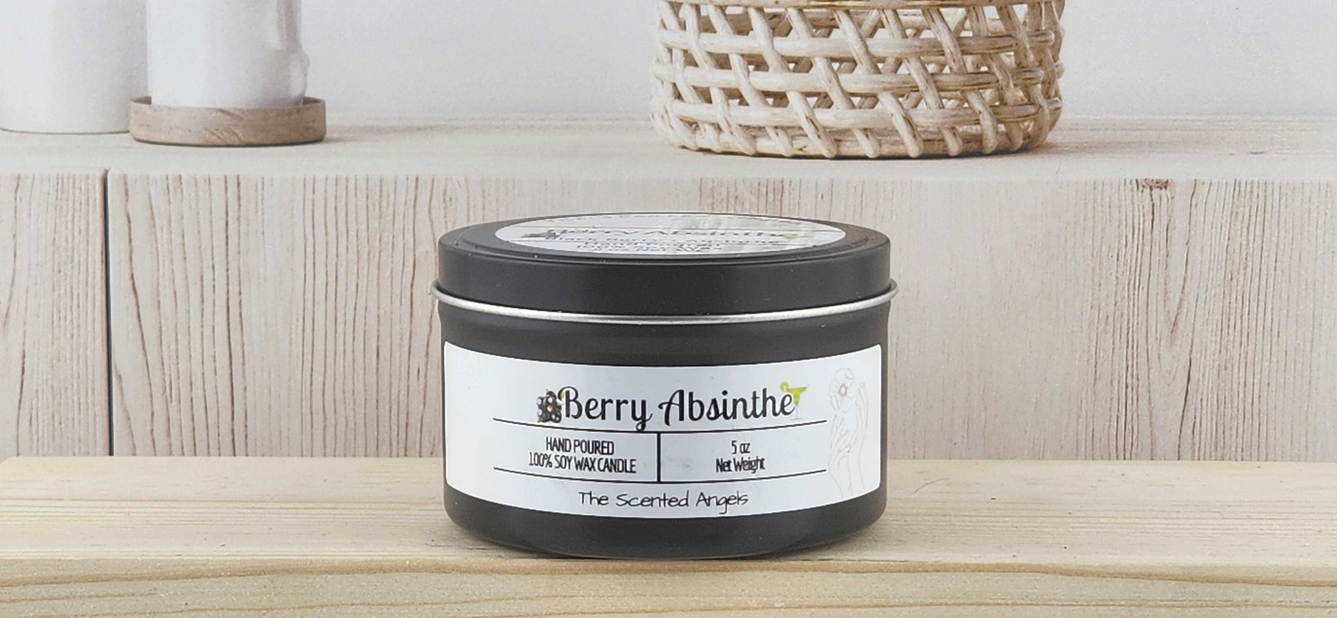 Berry Absinthe Scented 100% Soy Wax Candle - Black The Scented Angels Soy Candles