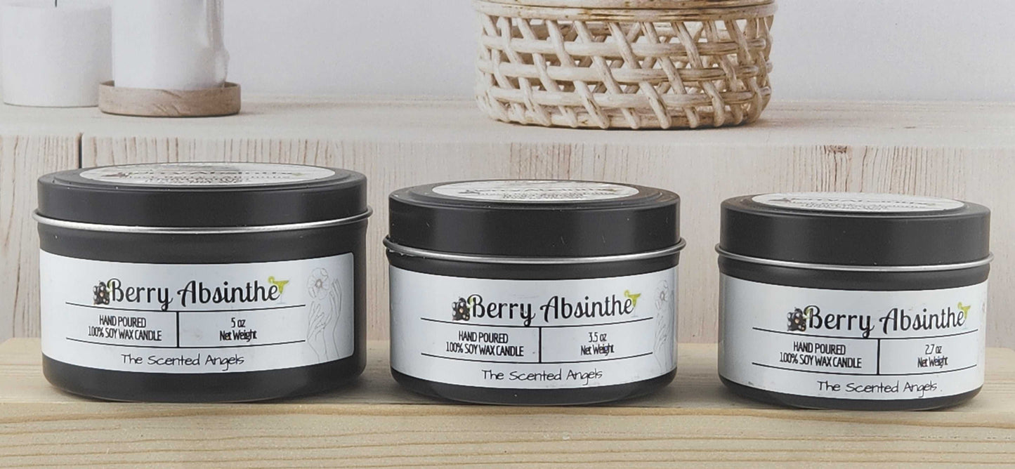 Berry Absinthe Scented 100% Soy Wax Candle - Black The Scented Angels Soy Candles