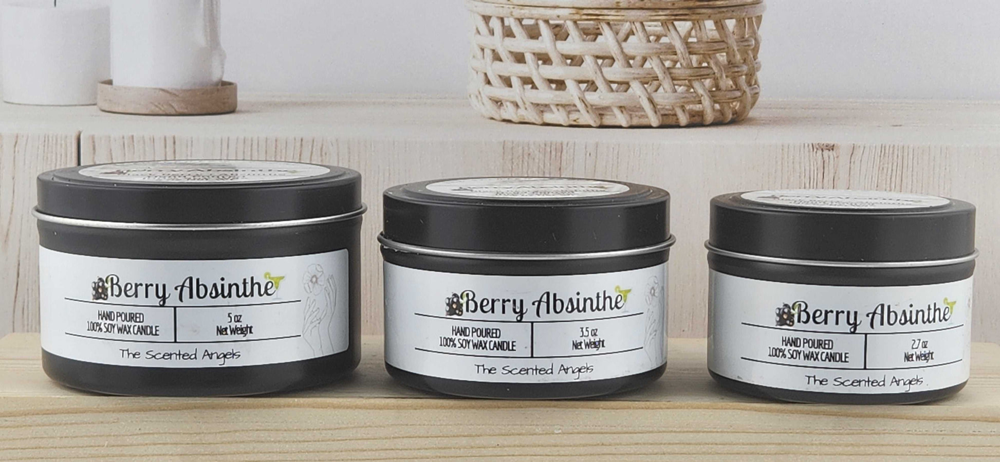 Berry Absinthe Scented 100% Soy Wax Candle - Black The Scented Angels Soy Candles