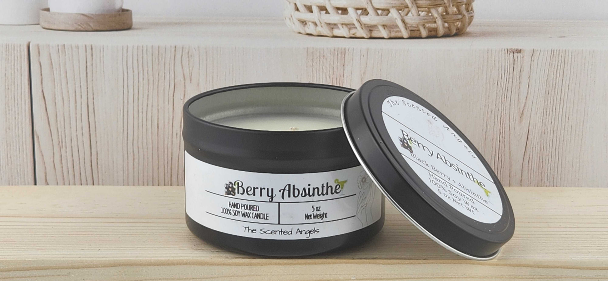 Berry Absinthe Scented 100% Soy Wax Candle - Black The Scented Angels Soy Candles