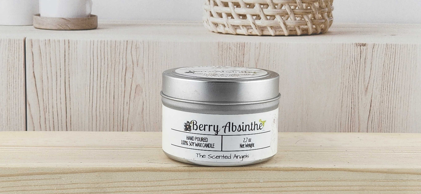 Berry Absinthe Scented 100% Soy Wax Candle - Silver The Scented Angels Soy Candles