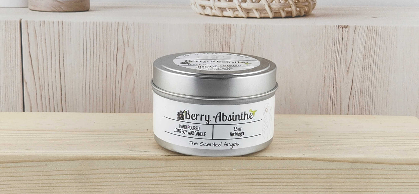 Berry Absinthe Scented 100% Soy Wax Candle - Silver The Scented Angels Soy Candles