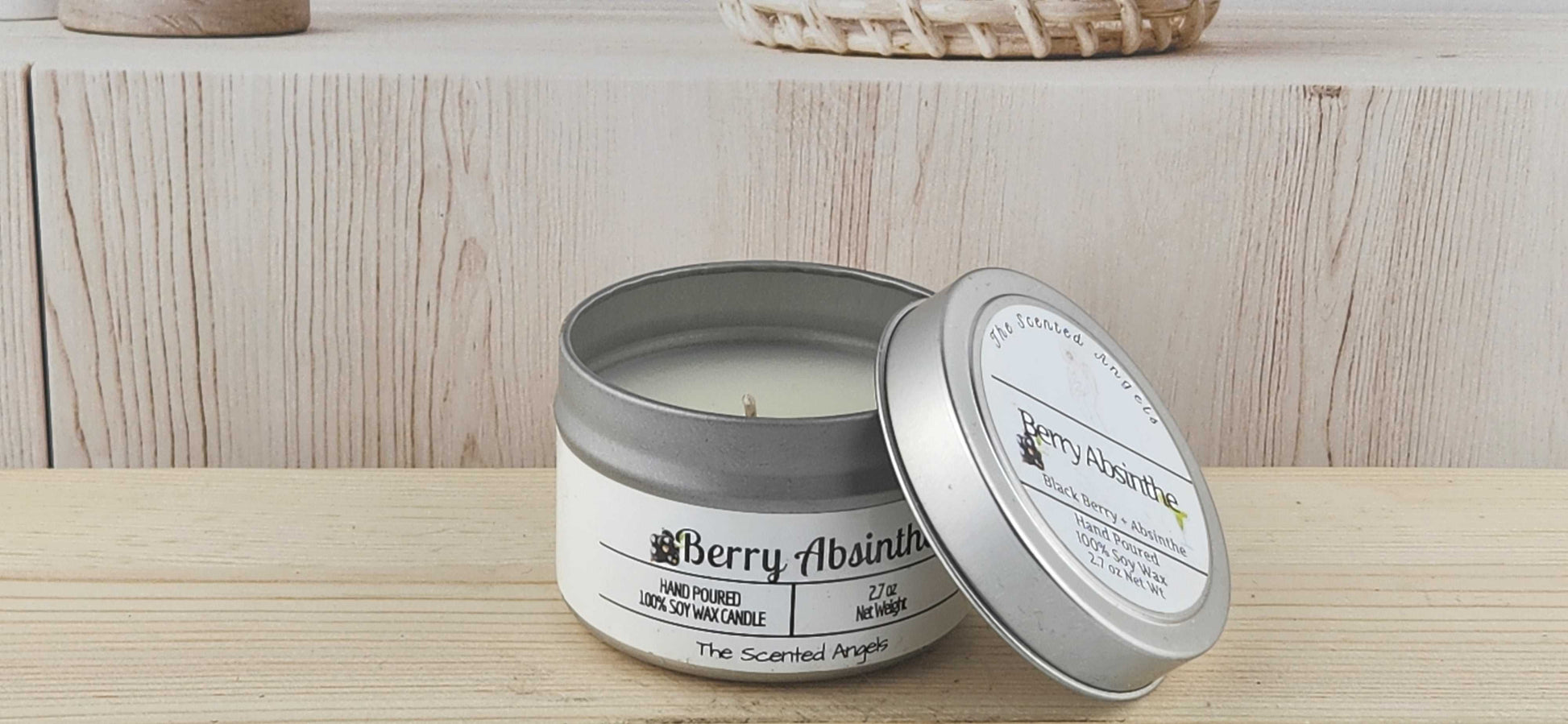 Berry Absinthe Scented 100% Soy Wax Candle - Silver The Scented Angels Soy Candles