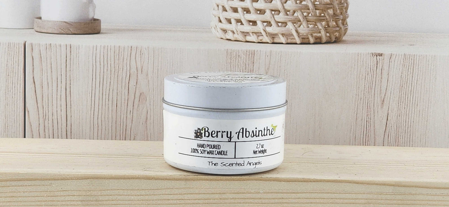 Berry Absinthe Scented 100% Soy Wax Candle - White The Scented Angels Soy Candles