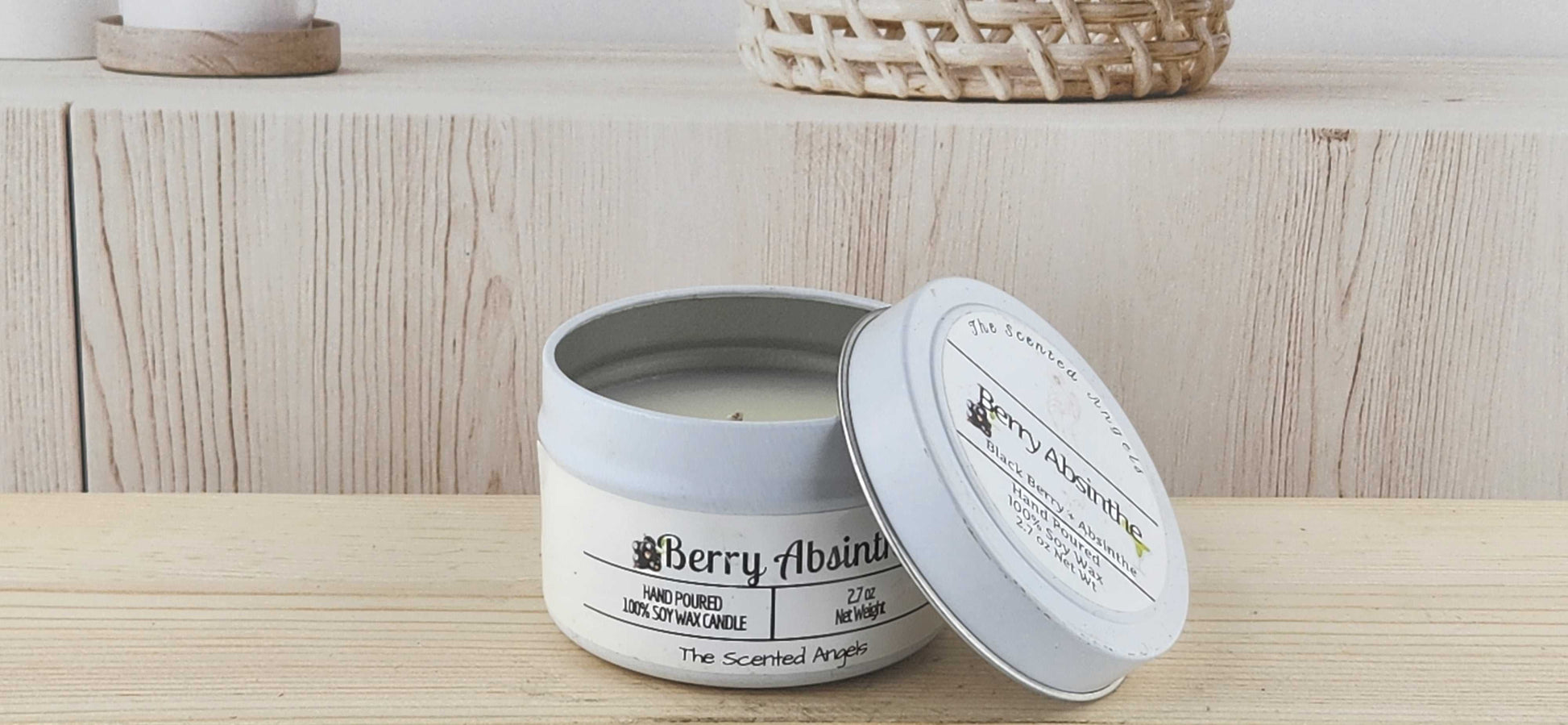 Berry Absinthe Scented 100% Soy Wax Candle - White The Scented Angels Soy Candles