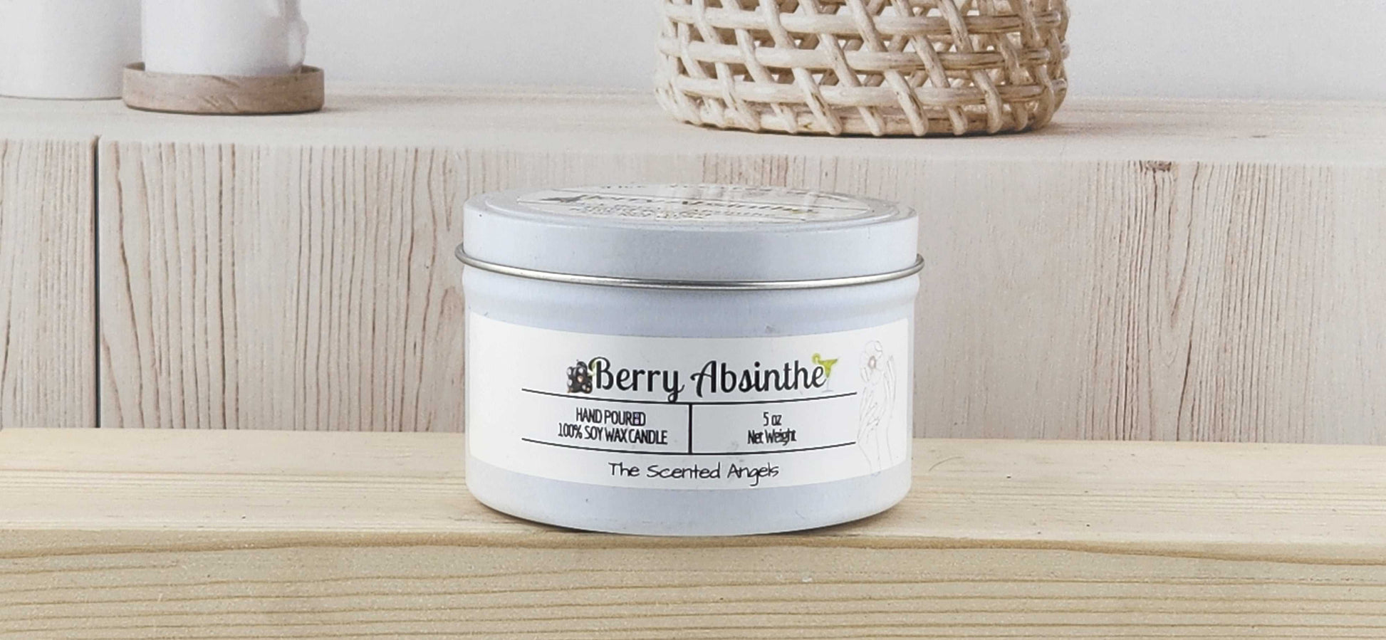 Berry Absinthe Scented 100% Soy Wax Candle - White The Scented Angels Soy Candles