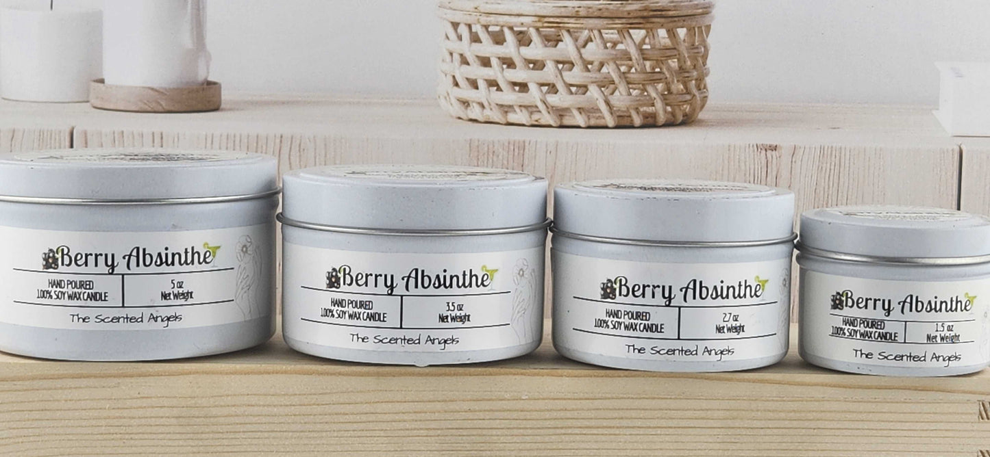 Berry Absinthe Scented 100% Soy Wax Candle - White The Scented Angels Soy Candles