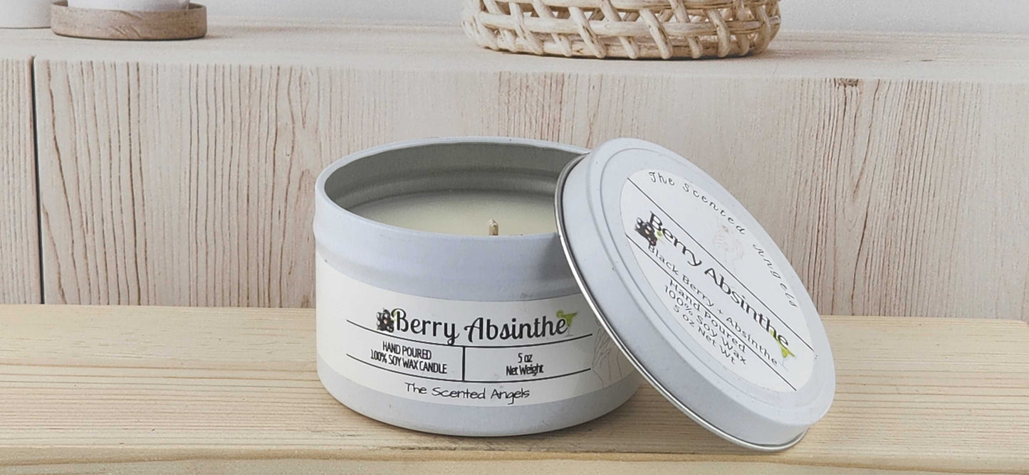 Berry Absinthe Scented 100% Soy Wax Candle - White The Scented Angels Soy Candles