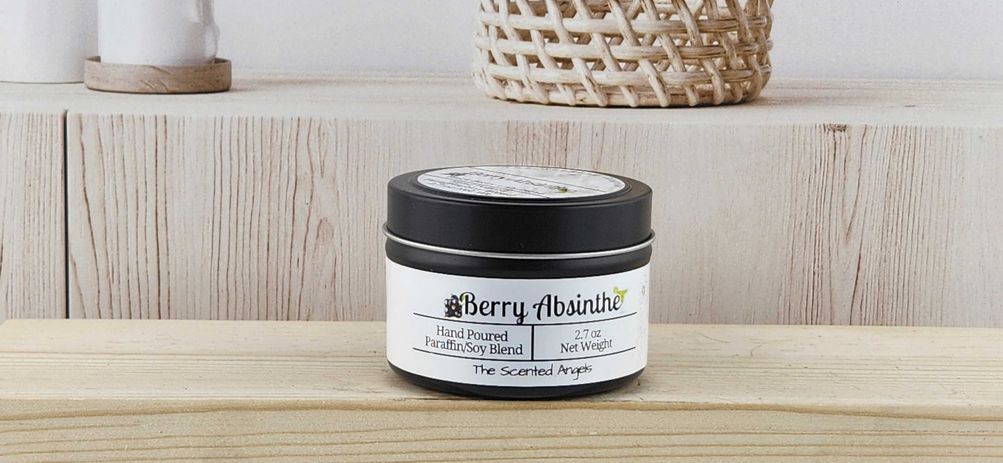 Berry Absinthe Scented Paraffin/Soy Wax Candle - Black The Scented Angels Soy/Paraffin Candles