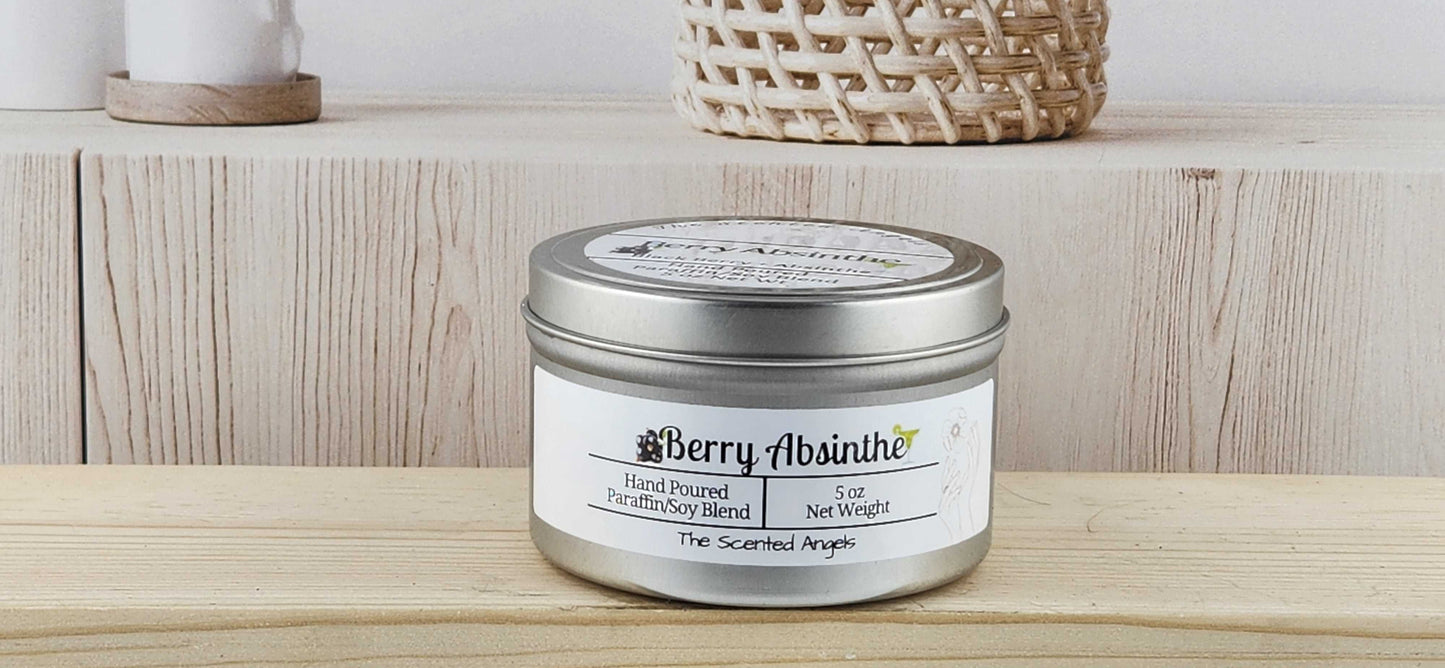 Berry Absinthe Scented Paraffin/Soy Wax Candle - Silver The Scented Angels Soy/Paraffin Candles