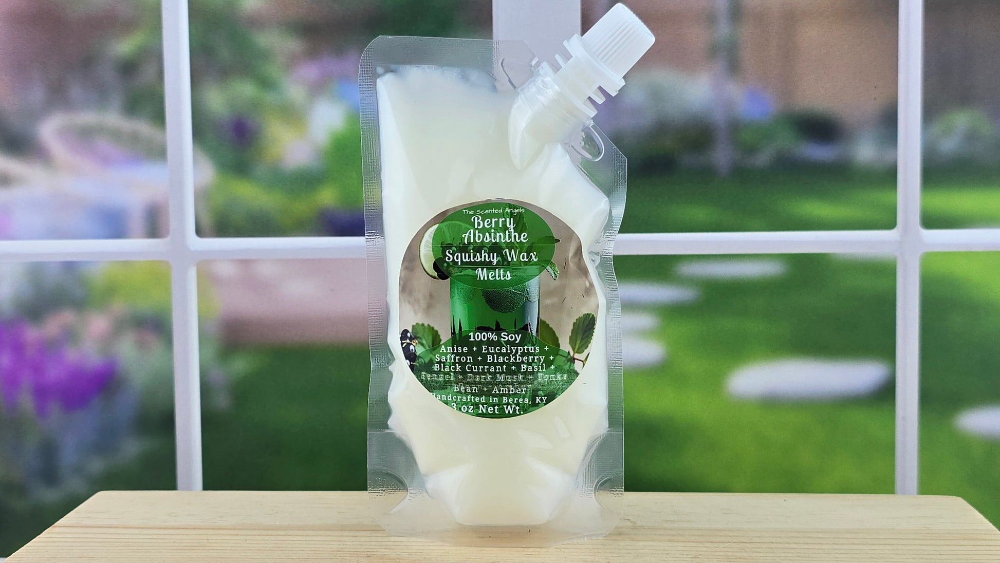 squeezable wax melt front label