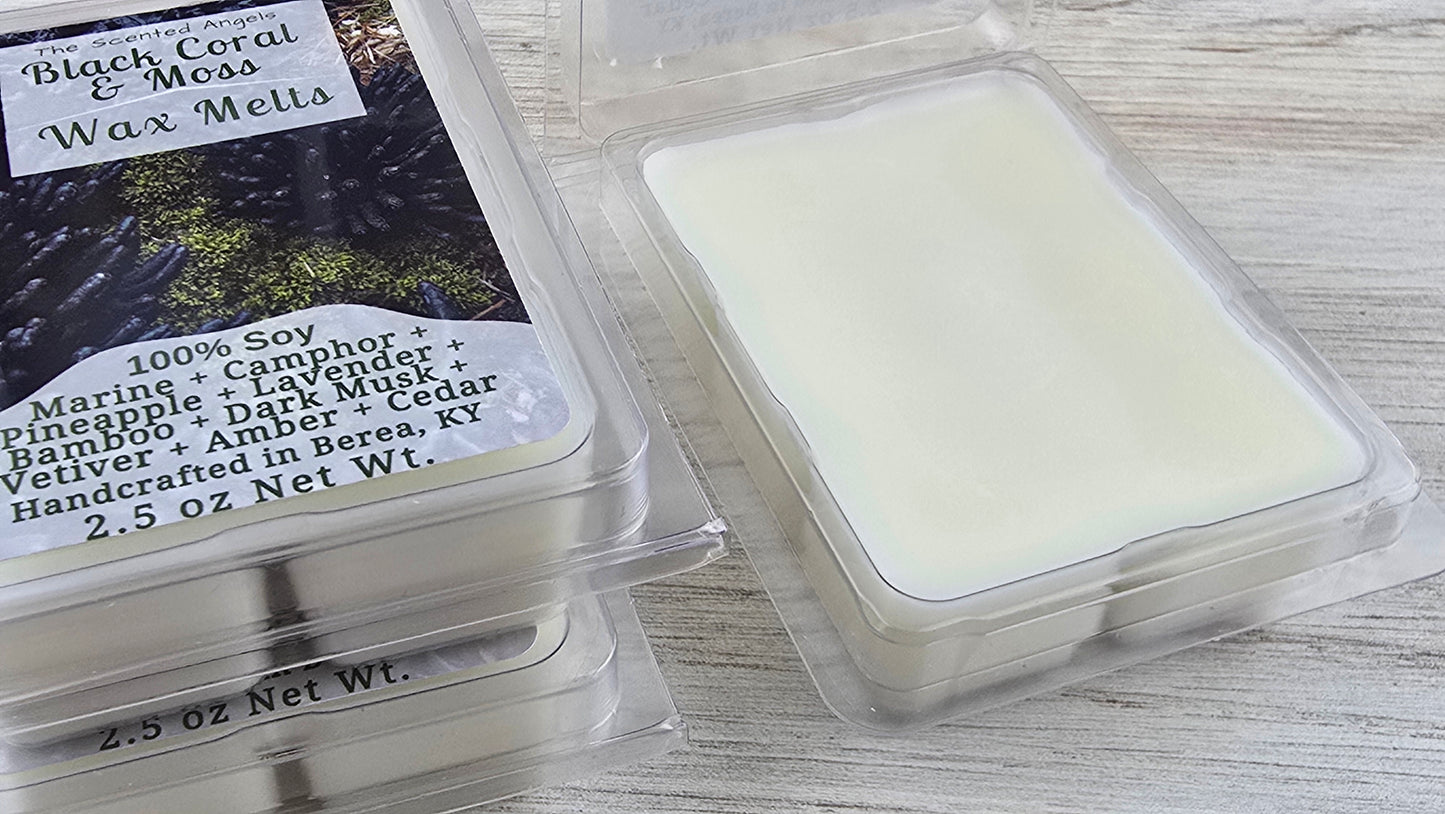 opened woody scented clamshell wax melt