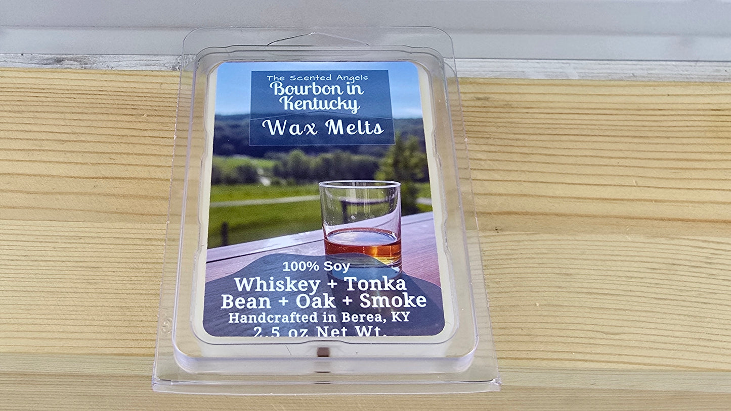 Bourbon in KY wax melts handmade by The Scented Angels – whiskey oak and smoke fragrance