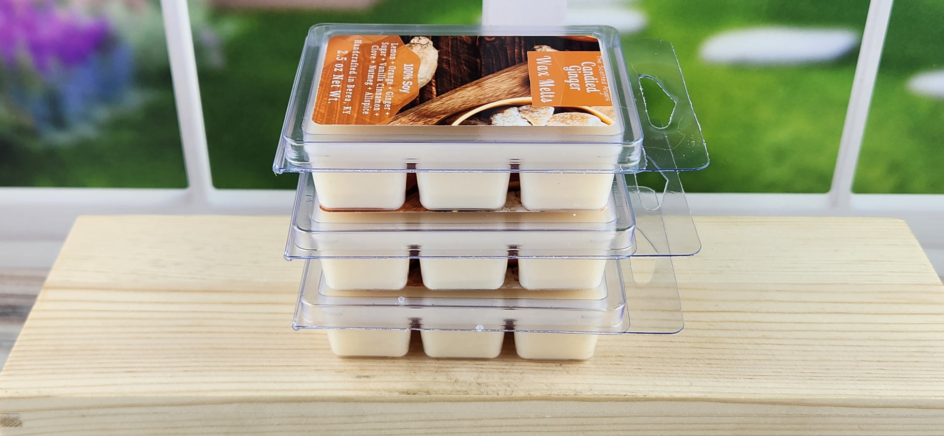 stack of candied ginger clamshell wax melts