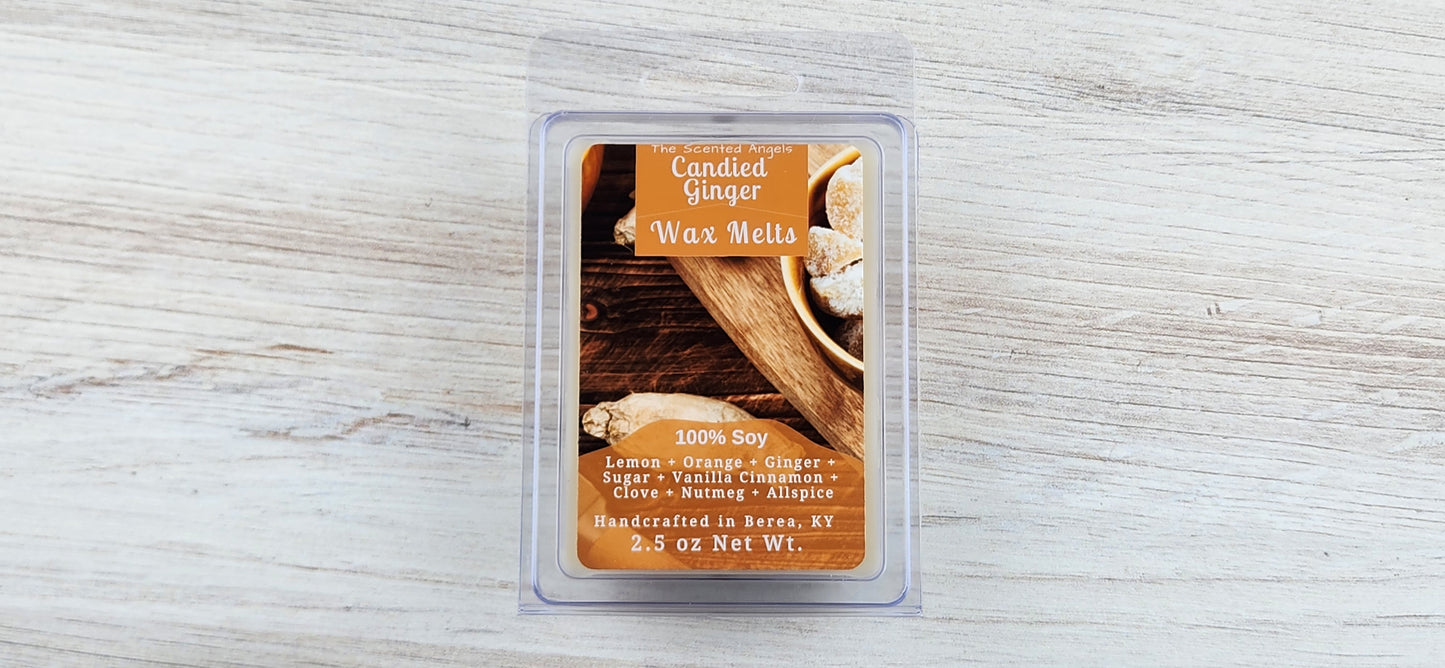 clamshell wax melt candied ginger laying flat