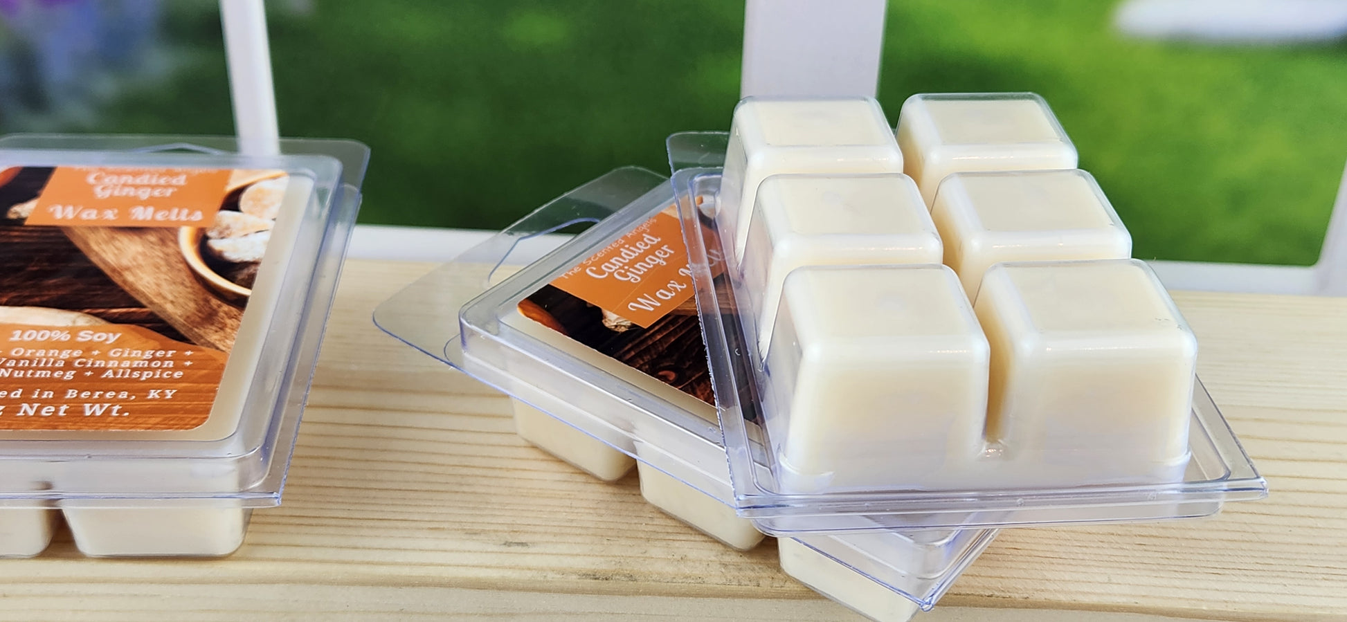 candied ginger wax melts in various positions