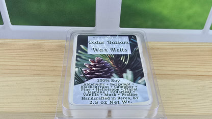 cedar balsam woody scented wax melt