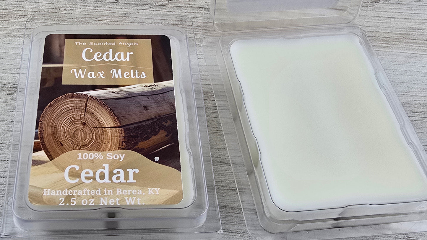 cedar wax melt packaging opened