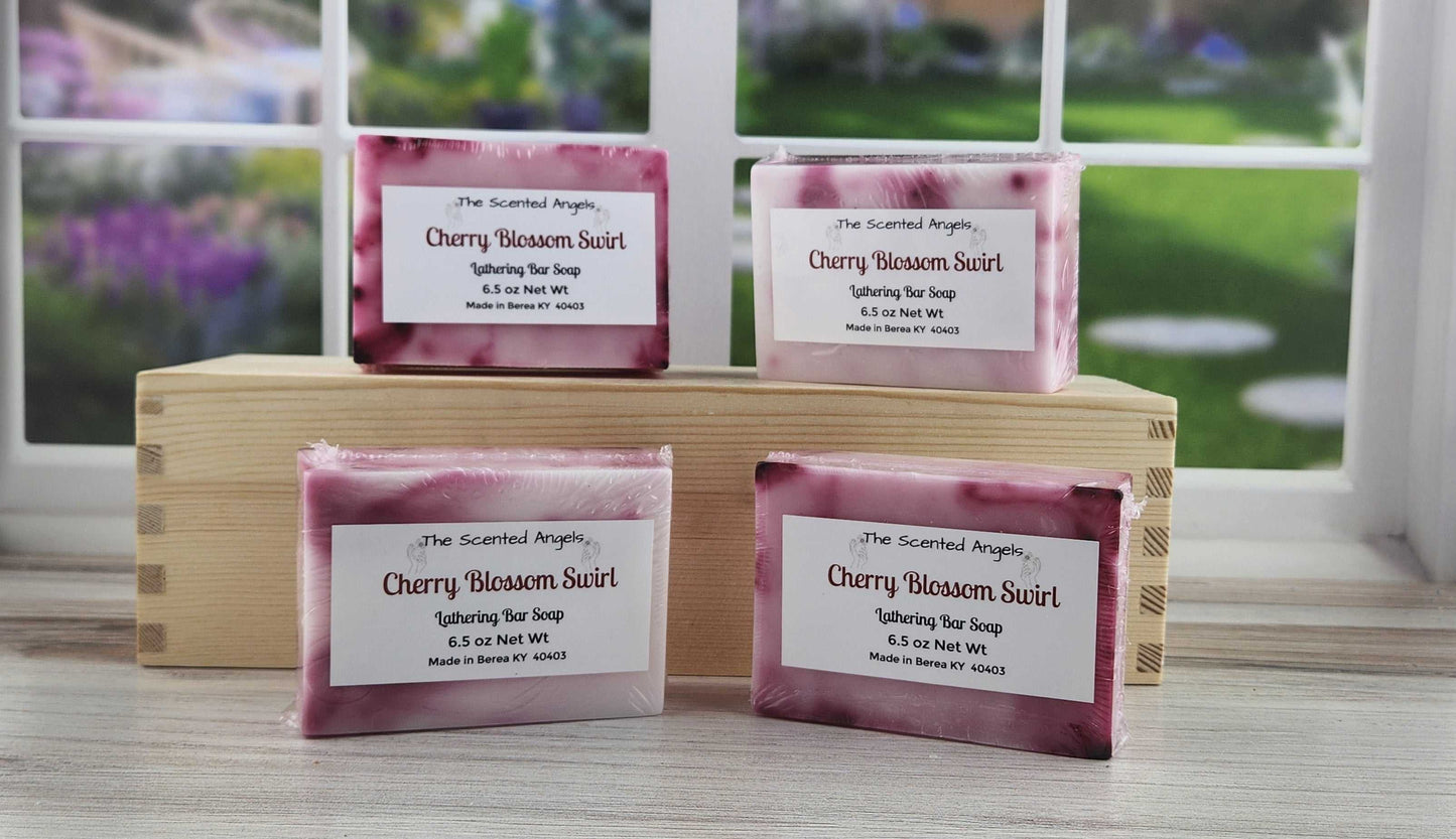 Cherry Blossom Swirl Bar Soap - 6.5 oz The Scented Angels Bar Soap