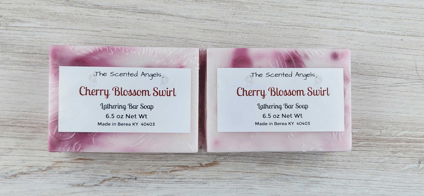 Cherry Blossom Swirl Bar Soap - 6.5 oz The Scented Angels Bar Soap