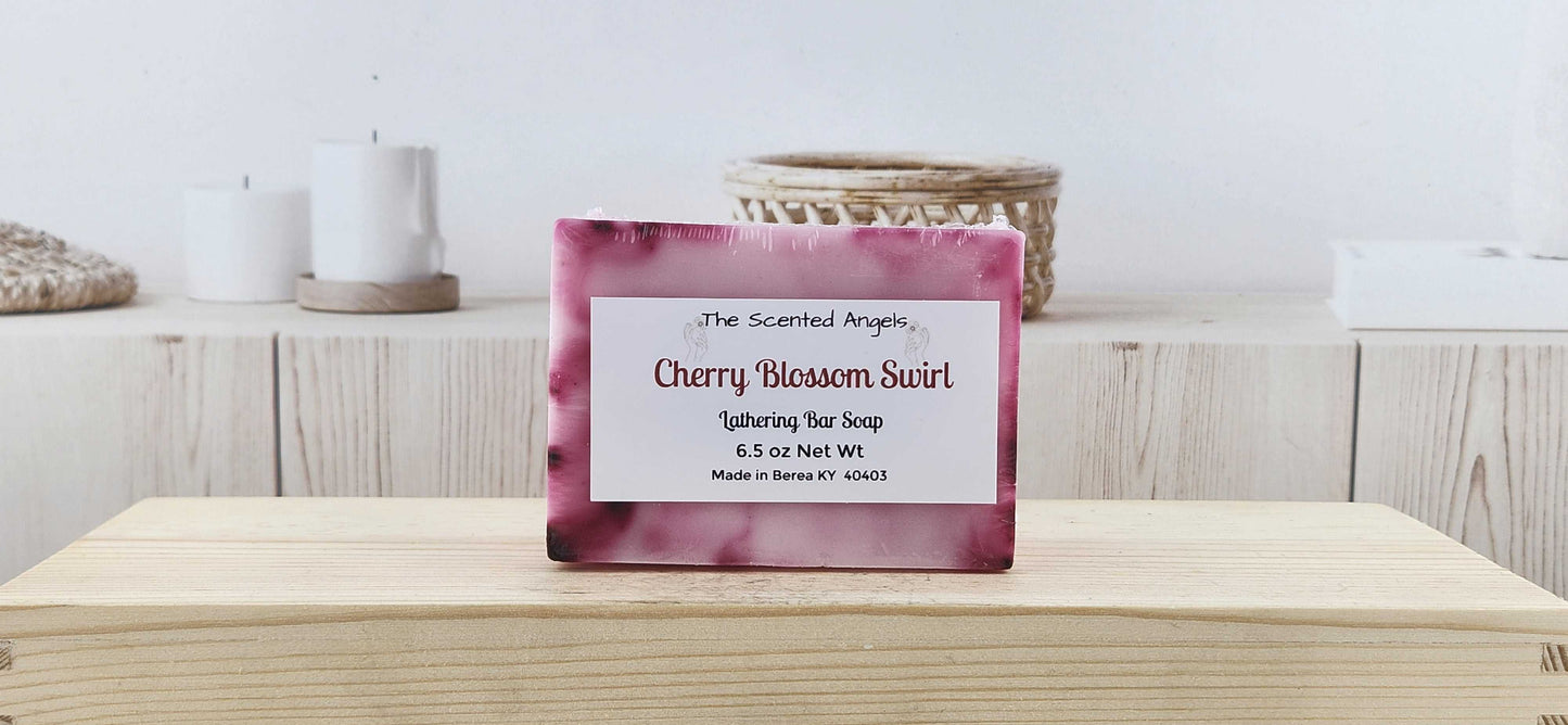 Cherry Blossom Swirl Bar Soap - 6.5 oz The Scented Angels Bar Soap