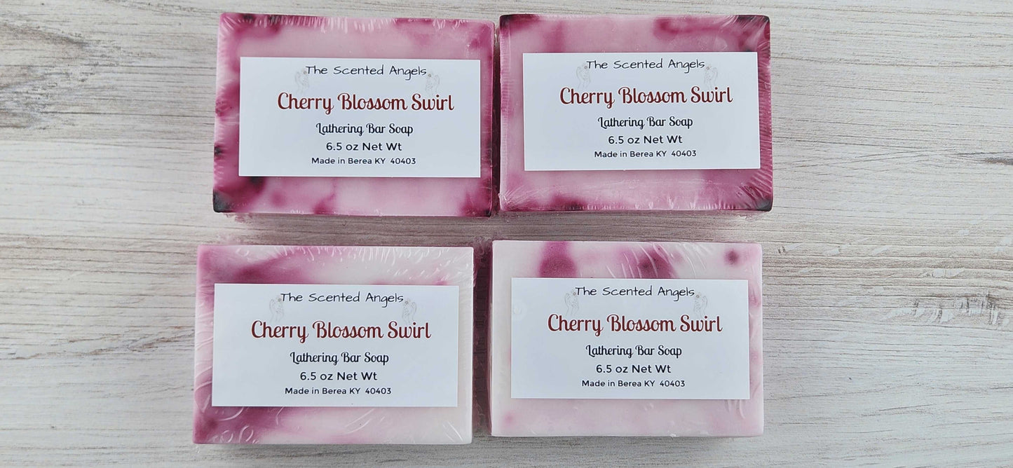 Cherry Blossom Swirl Bar Soap - 6.5 oz The Scented Angels Bar Soap