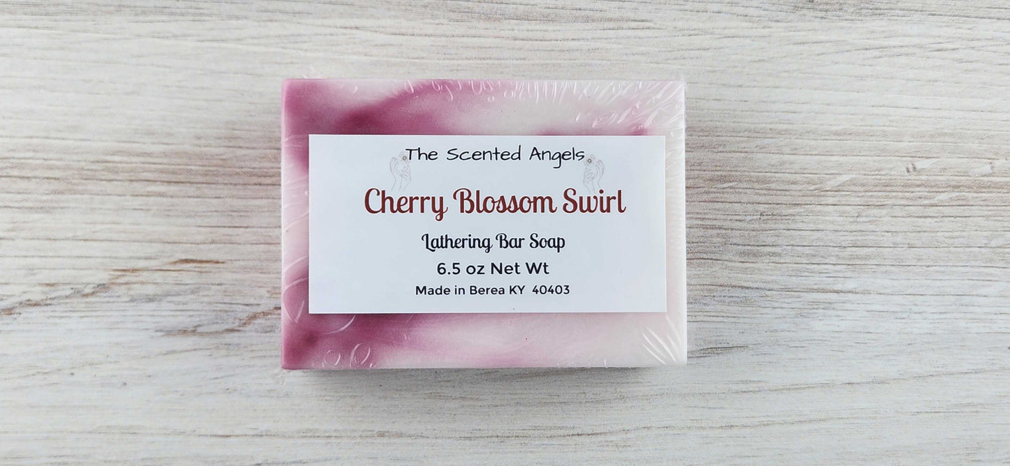 Cherry Blossom Swirl Bar Soap - 6.5 oz The Scented Angels Bar Soap