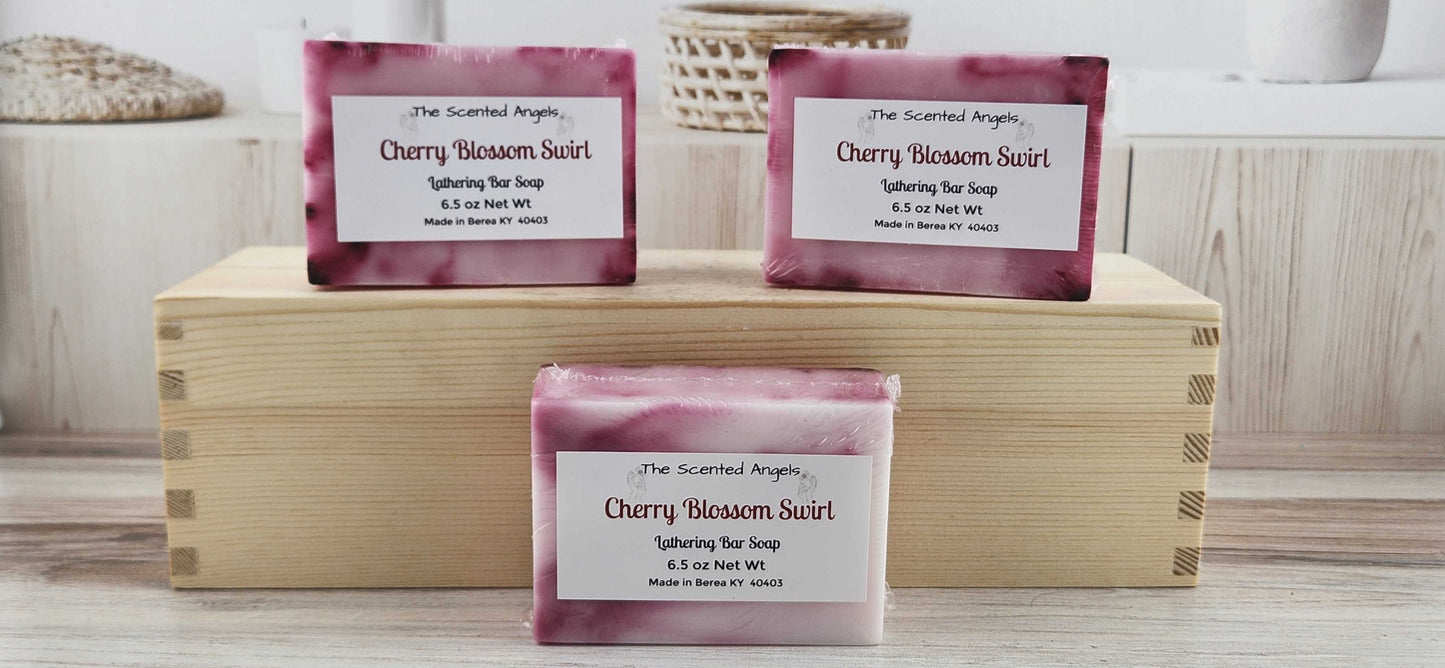 Cherry Blossom Swirl Bar Soap - 6.5 oz The Scented Angels Bar Soap