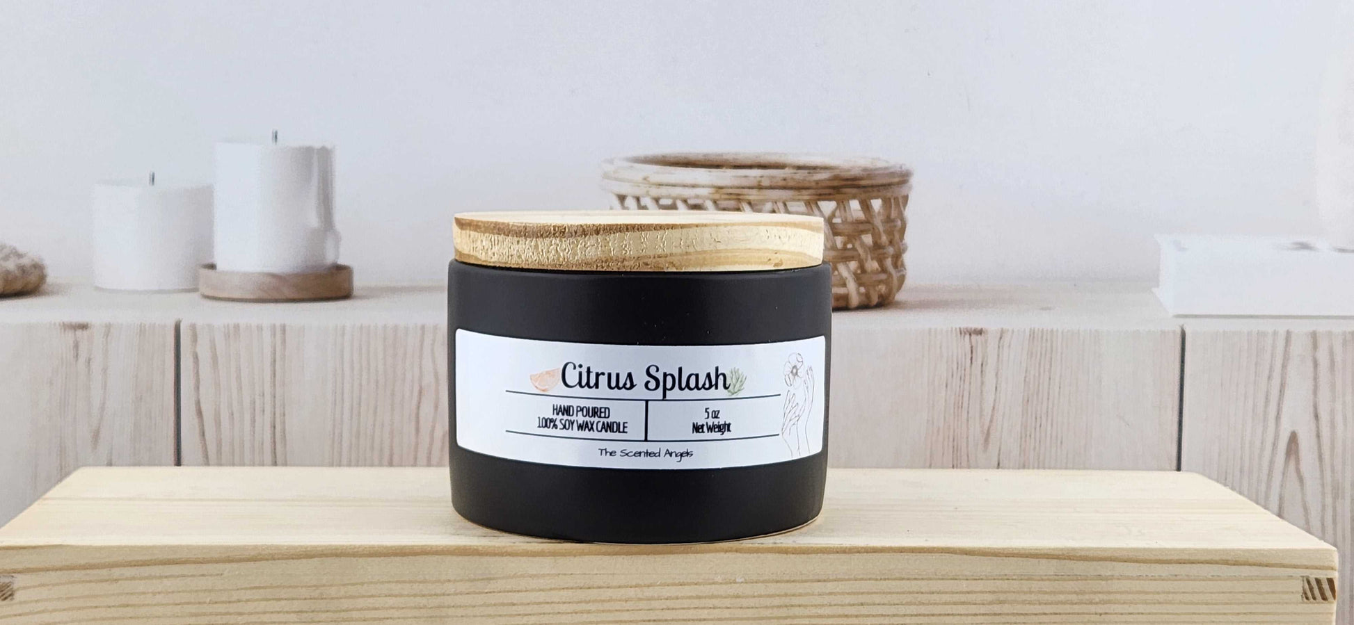 Citrus Splash Scented 100% Soy Wax Candle - Black Cement The Scented Angels Soy Candles