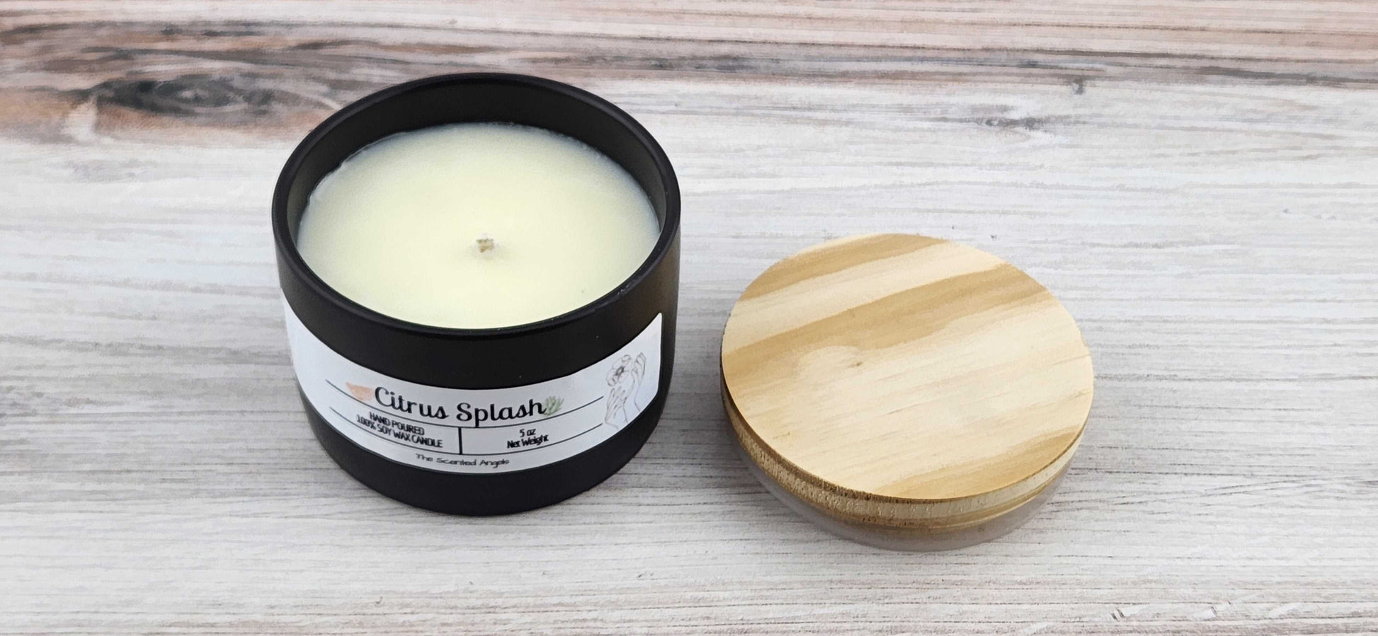 Citrus Splash Scented 100% Soy Wax Candle - Black Cement The Scented Angels Soy Candles
