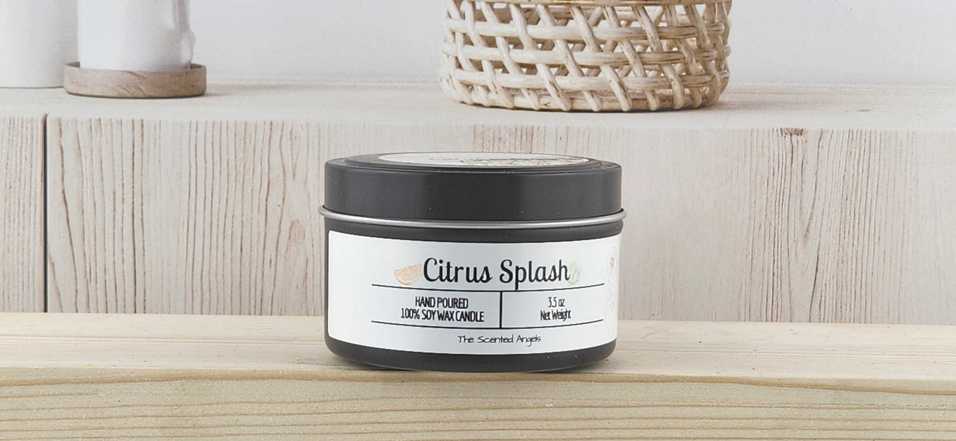 Citrus Splash Scented 100% Soy Wax Candle - Black The Scented Angels Soy Candles