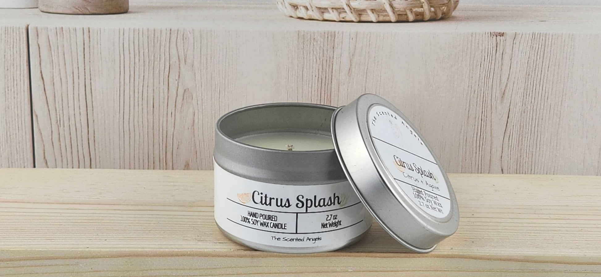 Citrus Splash Scented 100% Soy Wax Candle - Silver The Scented Angels Soy Candles