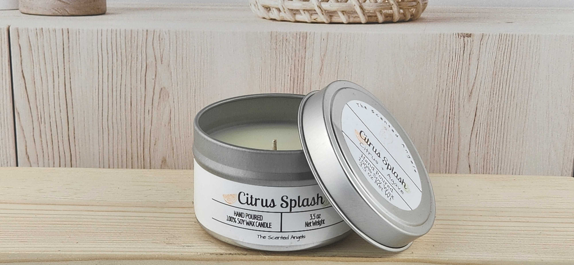 Citrus Splash Scented 100% Soy Wax Candle - Silver The Scented Angels Soy Candles
