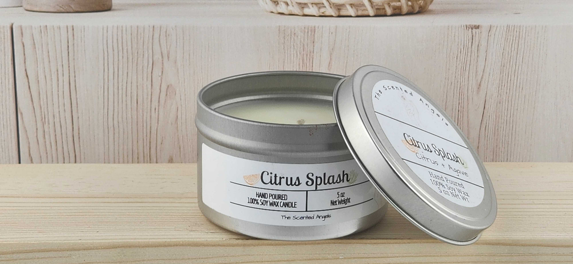 Citrus Splash Scented 100% Soy Wax Candle - Silver The Scented Angels Soy Candles