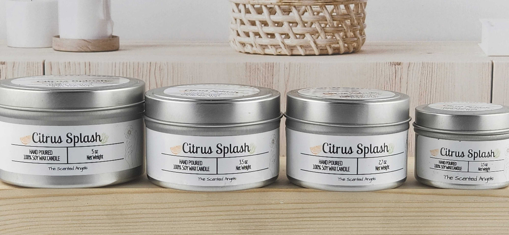 Citrus Splash Scented 100% Soy Wax Candle - Silver The Scented Angels Soy Candles