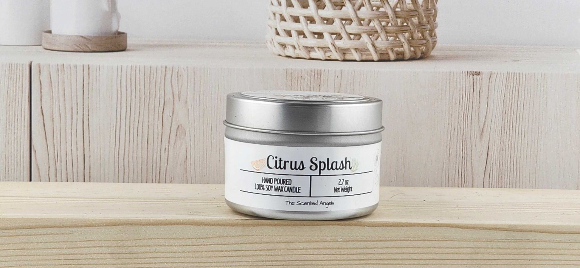 Citrus Splash Scented 100% Soy Wax Candle - Silver The Scented Angels Soy Candles