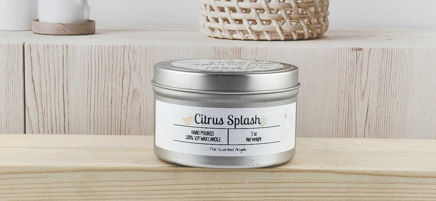 Citrus Splash Scented 100% Soy Wax Candle - Silver The Scented Angels Soy Candles