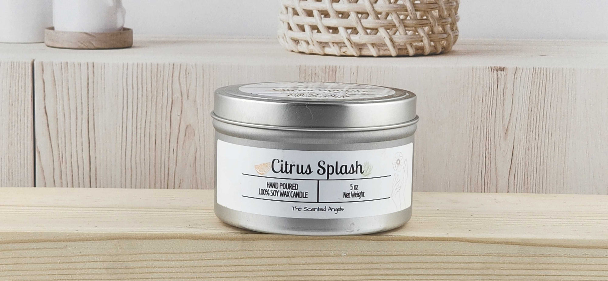 Citrus Splash Scented 100% Soy Wax Candle - Silver The Scented Angels Soy Candles