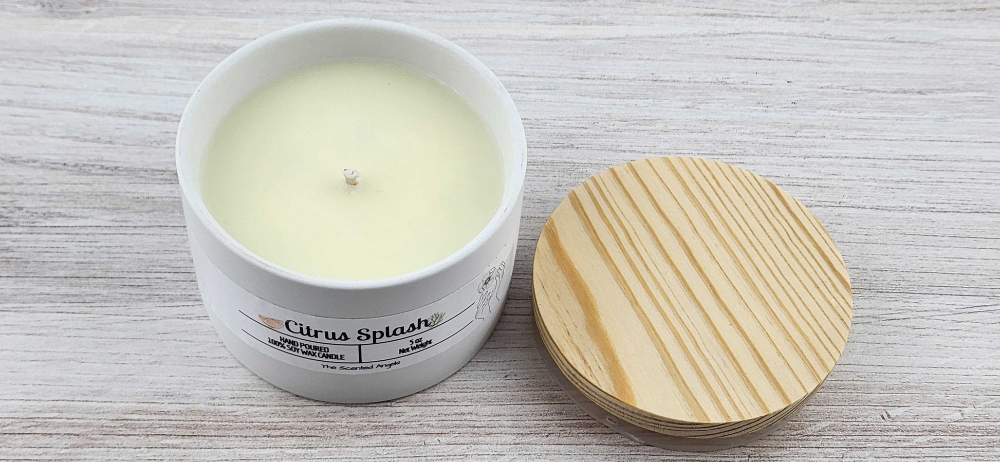Citrus Splash Scented 100% Soy Wax Candle - White Cement The Scented Angels Soy Candles